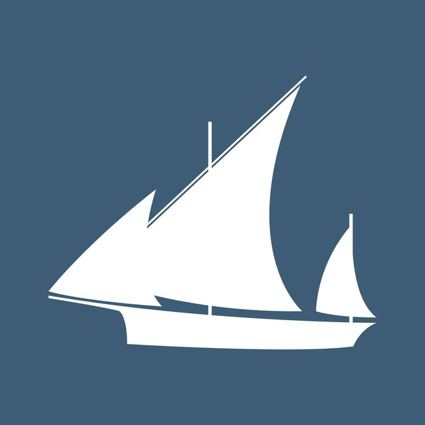 Veleiro no mar, silhueta de veleiro simples
 - Vetor, Imagem