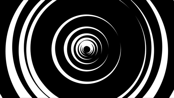 抽象的な黒と白のスパイラル。アニメーション。回転線から黒と白の色の催眠ラウンドスパイラル。黒い背景に白い線の渦巻き楕円形のスパイラル - 写真・画像