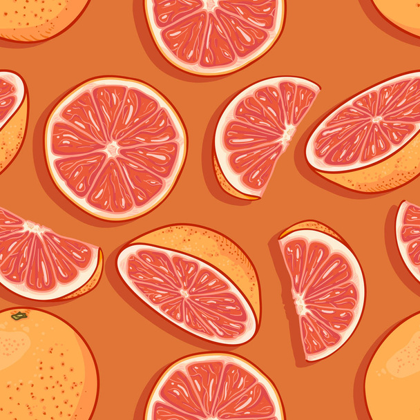 Vektor nahtlose Muster von Cartoon-Grapefruits - Vektor, Bild