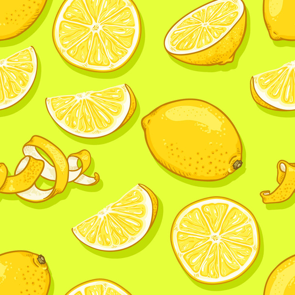 Vektor nahtlose Muster von gelben Zitronen - Vektor, Bild