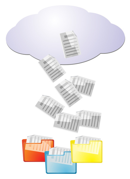 dane z cloud computing w pliku folderów - Wektor, obraz