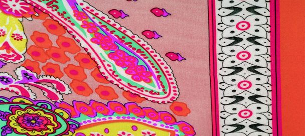 Textura, fundo, tecido de seda paisley, Temas indianos ornamentado t
 - Foto, Imagem