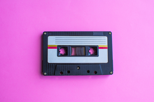 retro of tape cassette on yellow background. soft focus. - Photo, Image