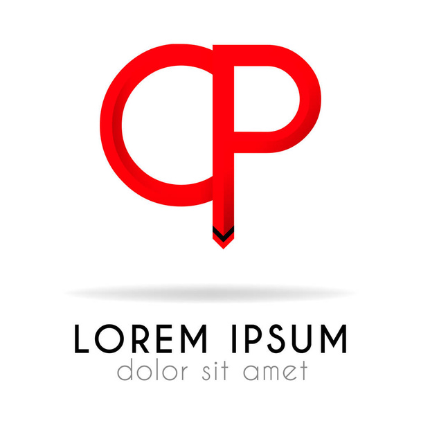 logo pásu karet v tmavě červeném gradaci s CP Letter. lze také použít pro loga společnosti, weby, organizace. Komunity, MSP, konzultanti - Vektor, obrázek