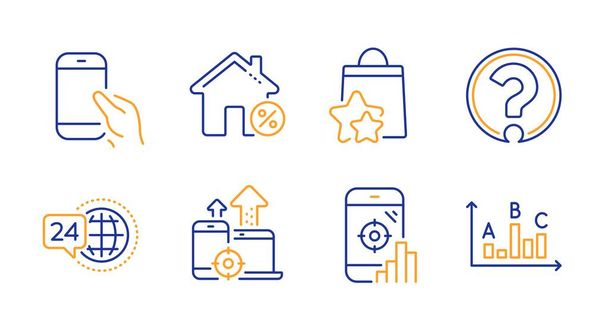 Sada ikon úvěrových domů, SEO zařízení a věrnostních bodů Číslo SEO, otazník a 24h servisní značky. Vektorové - Vektor, obrázek