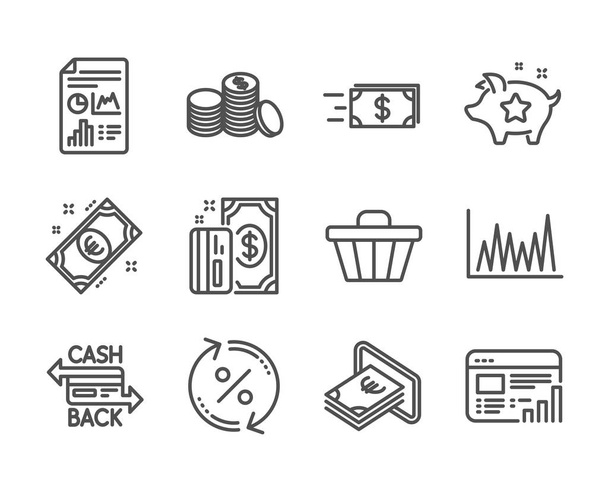Set of Finance icons, such as Loyalty points, Payment, Line graph. Vector - Vettoriali, immagini