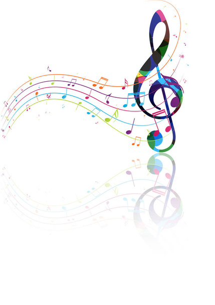Vector Illustration of Colorful music notes background, abstract sign and symbol - Vetor, Imagem