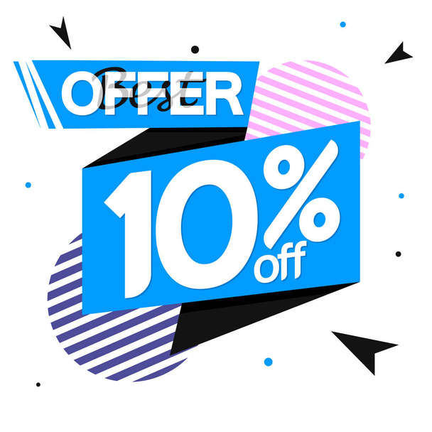 Sale 10% off tag, discount banner design template, best offer, vector illustration - Vector, imagen
