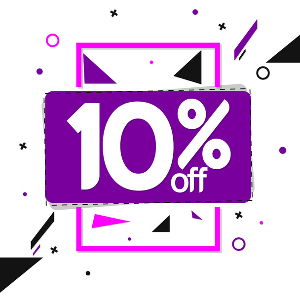 Sale 10% off tag, discount banner design template, vector illustration - Vector, Image