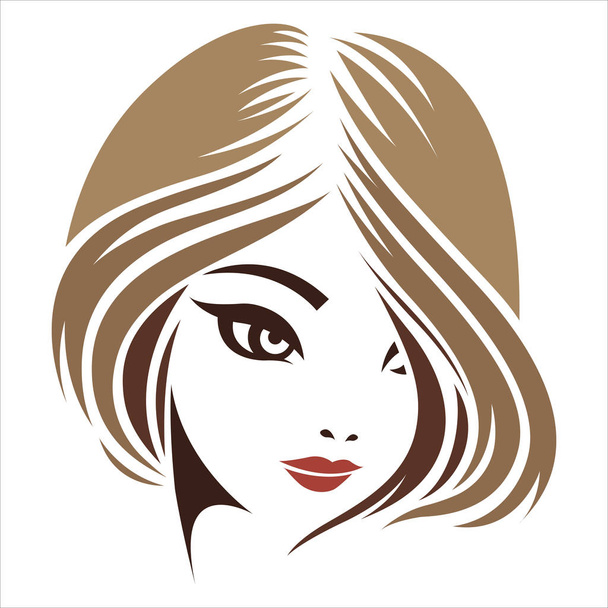 女性美容院をコンセプトにしたかわいい女の子のロゴデザイン - ベクター画像