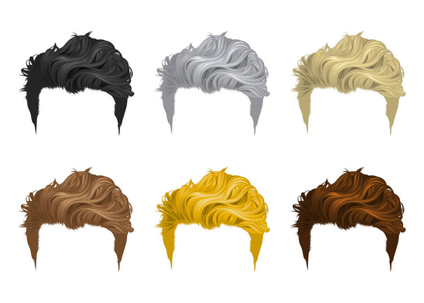 Σύνολο διανυσματικών ανδρών χτενίσματα κοντά μαλλιά μια ποικιλία από φυσικά χρώματα - Διάνυσμα, εικόνα