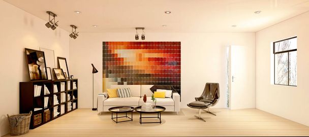 3d renderizar moderna sala de estar
 - Foto, imagen