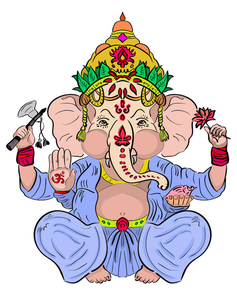 Γκανέσα ή Γκανάπτι. Απεικόνιση ενός Ινδιάνου Θεού Γκανέσα - Διάνυσμα, εικόνα