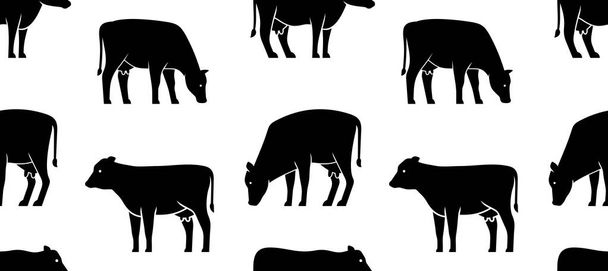 Seamless pattern with Cow logo. isolated on white background - Vetor, Imagem