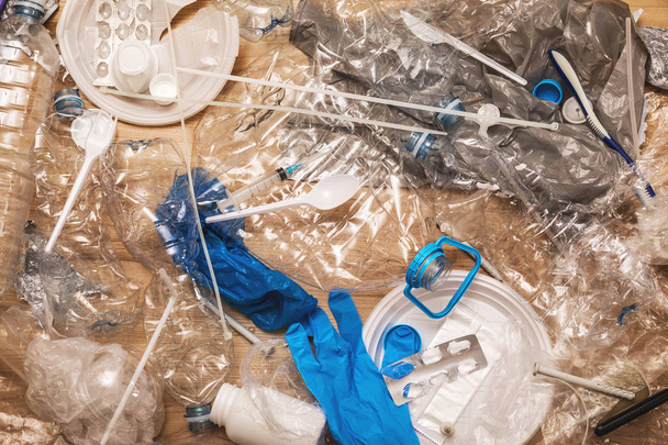 Pile of different plastic waste - Фото, изображение