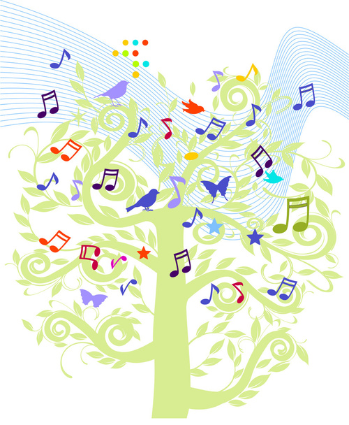 Sheet music tree - Vetor, Imagem