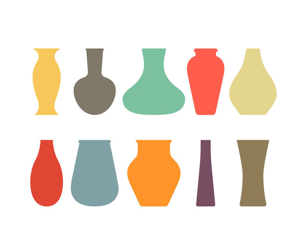 Una grande collezione di ceramiche, vasi di vetro di epoche diverse
. - Vettoriali, immagini