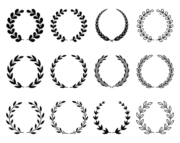 Una grande serie di varie ghirlande di alloro. simbolo di vincitore e campione
. - Vettoriali, immagini