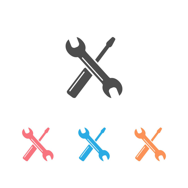 Schroevendraaier met sleutel pictogram set symbool. Hoogwaardig geïsoleerd apparatuurelement in trendy stijl. - Vector, afbeelding