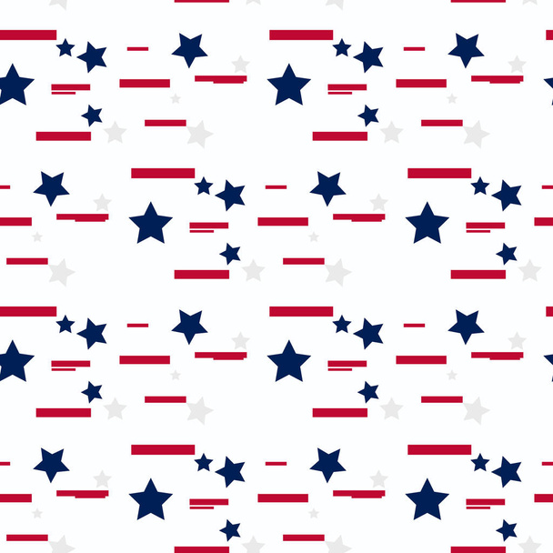 Stars and Stripes Grunge Abstract Seamless Pattern, colored as USA Flag. Vector Illustration of Stars and Stripes Grunge Background for Celebration Holiday American President Day. - Vector, imagen