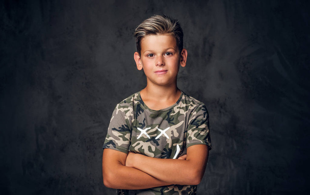 Portrait of young schoolboy with trendy hairstyle - Photo, Image
