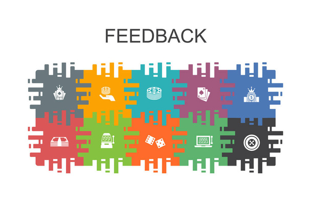 modello di cartone animato feedback con elementi piatti. Contiene icone come sondaggio, opinione, commento, risposta
 - Vettoriali, immagini