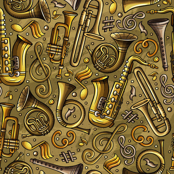 Cartoon handgezeichnete klassische Musik nahtloses Muster - Vektor, Bild