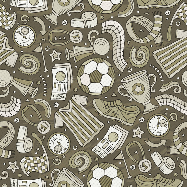 Cartoon hand-drawn Soccer seamless pattern - Vector, Image