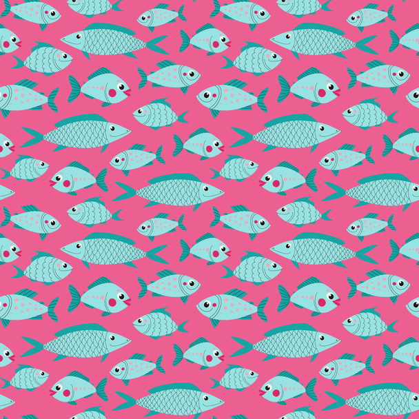 Seamless pattern cute fish for decoration design. - Vector, imagen