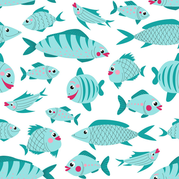 Seamless pattern cute fish for decoration design. - Vector, Image