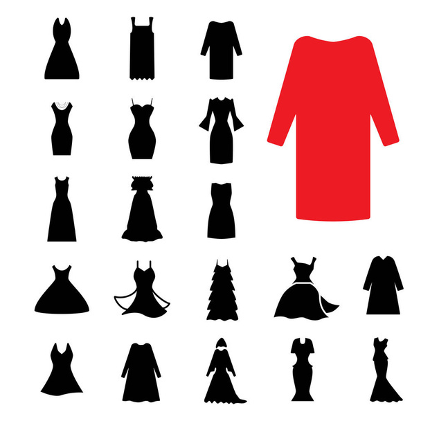 Woman Dress Icon Isolated or Gown Symbol Collection - Vector, imagen