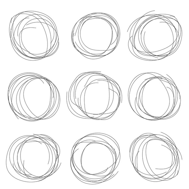 手描きの円または落書き円コレクション - ベクター画像