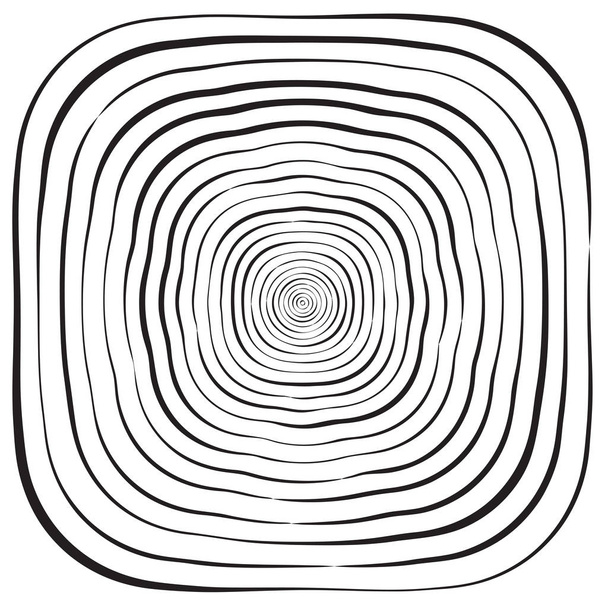 Schwarz-weiß konzentrische Linie Kreis Hintergrund oder Welleeffekt - Vektor, Bild