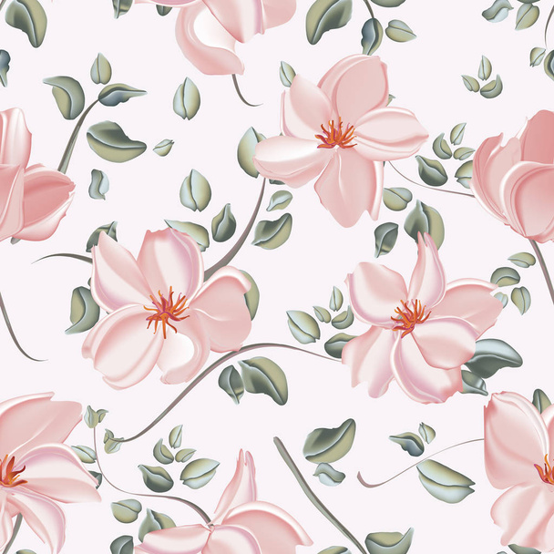 Botanical peony wedding pattern with nature elements. Hand-drawn flowers background template design.  - Вектор,изображение