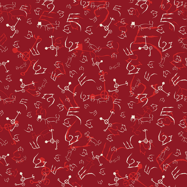 Seamless pattern with cave drawings. - Vector, Image