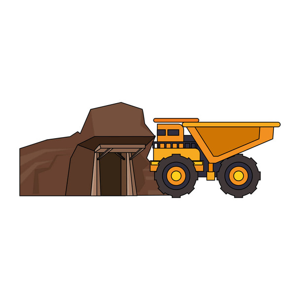 Máquinas para veículos de mineração vista lateral isolada
 - Vetor, Imagem