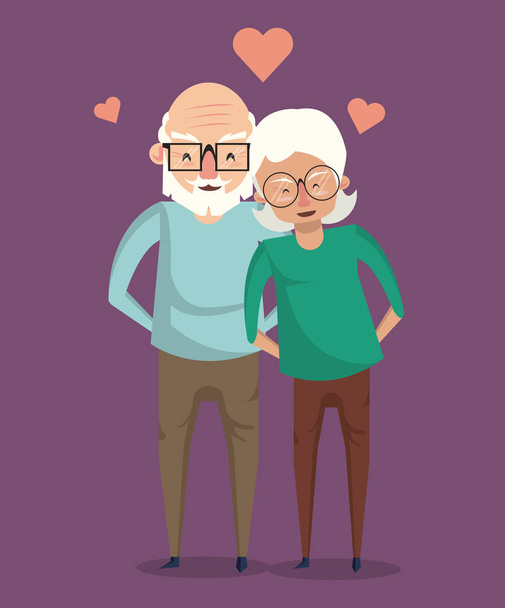 Hermosa pareja de ancianos sonriendo dibujos animados
 - Vector, Imagen