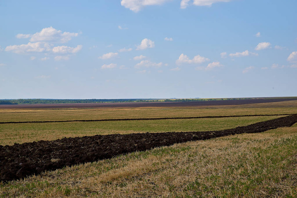 plowed land, harvested, cultivated Chernozem - Фото, изображение