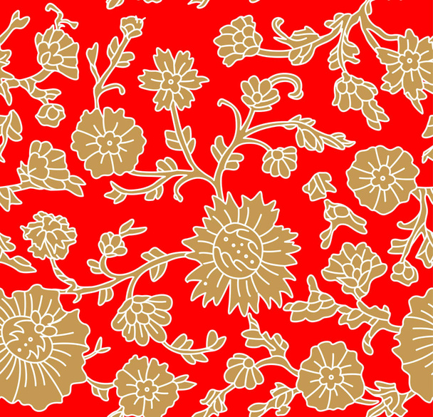 Japonais rouge et or fleur modèle sans couture
 - Vecteur, image