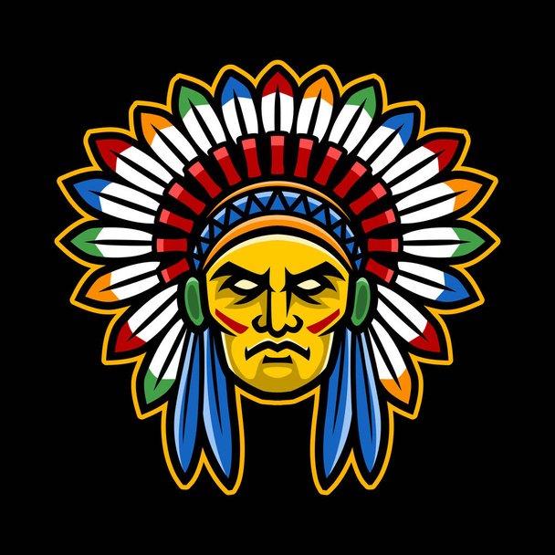 Colorful American Indian Chief head - Vector, Image