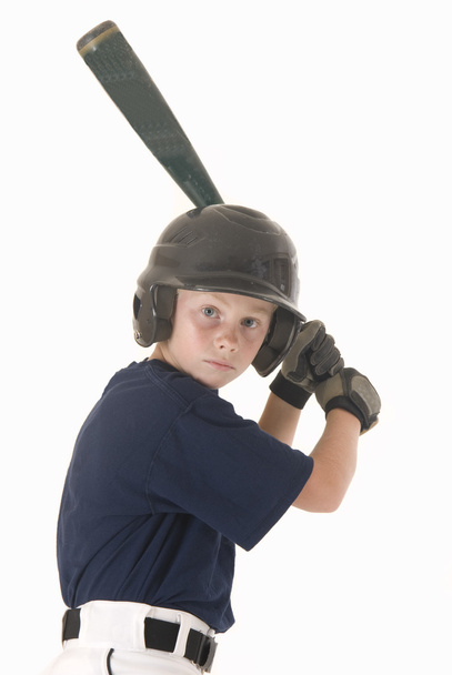 Boy in baseball helmet with bat - Foto, afbeelding