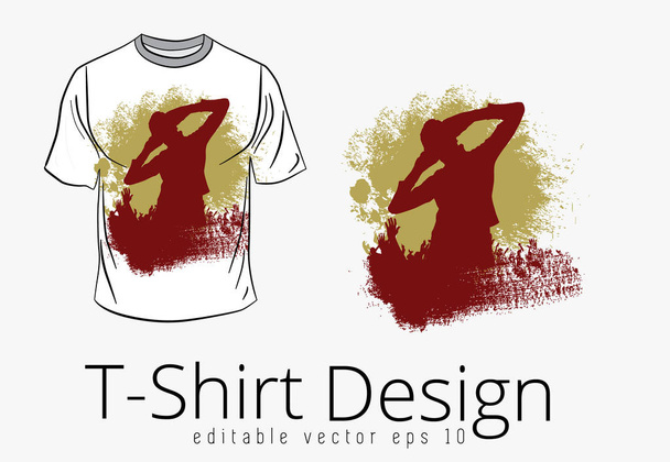 T-shirt template with happy, dancing people, vector  - Vector, Image