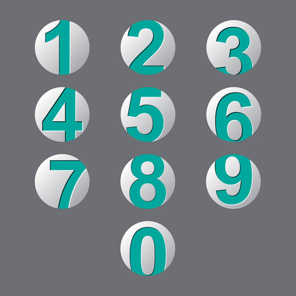 set turquoise number icon with shadow - Vector, Image