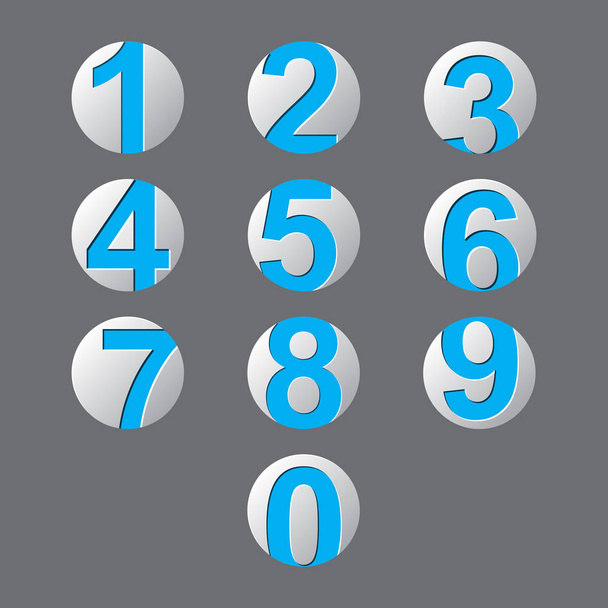 set blue number icon with shadow - Vector, Image