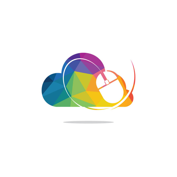  Computer mouse and cloud logo design. Fast Cursor logo designs concept. - Vektör, Görsel