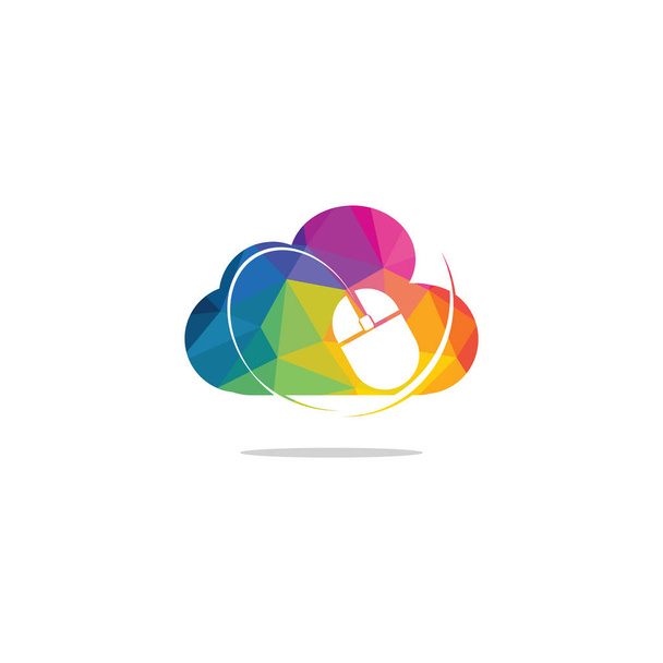  Computer mouse and cloud logo design. Fast Cursor logo designs concept. - Vector, Image