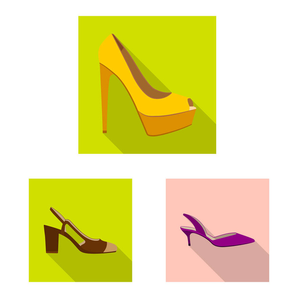 Isolated object of footwear and woman sign. Collection of footwear and foot stock vector illustration. - Vektör, Görsel