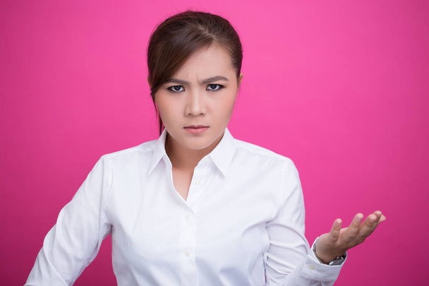 Angry woman on isolated background - Photo, Image