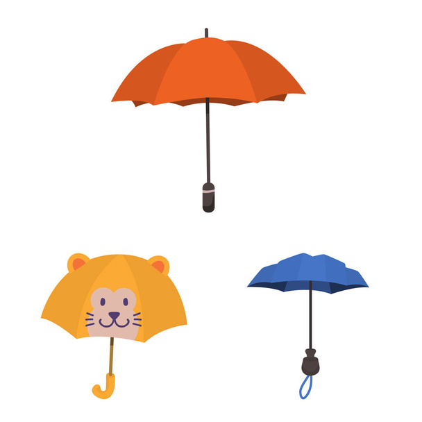 Napernyő, eső szimbólum izolált tárgya. Esernyő, időjárás vektor ikon készletek gyűjteménye. - Vektor, kép