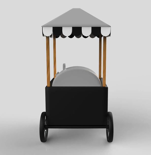 food Trolley Cart op een witte achtergrond. 3d Rendering - Foto, afbeelding